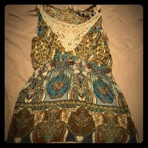 Cute dressy tank with crochet accent XL